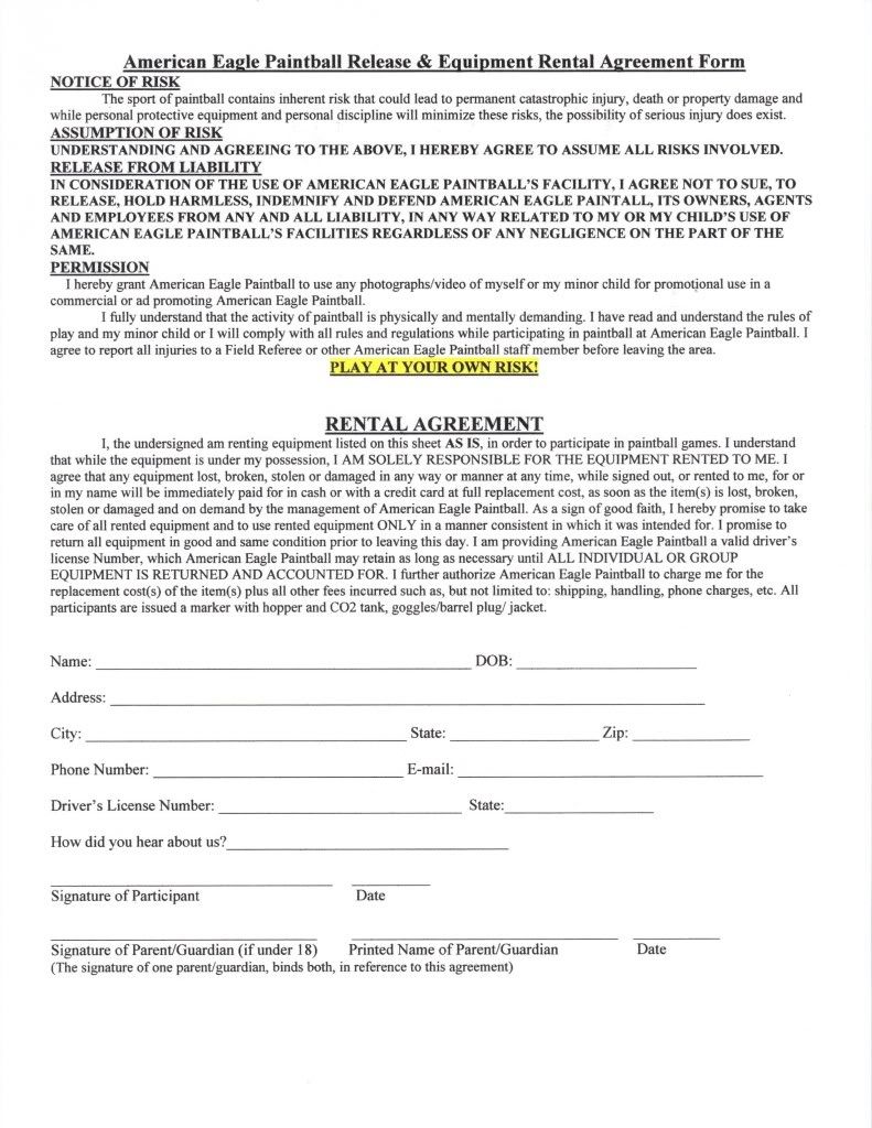 American Eagle Paintball Waiver Form Photo by joes67chevy Photobucket